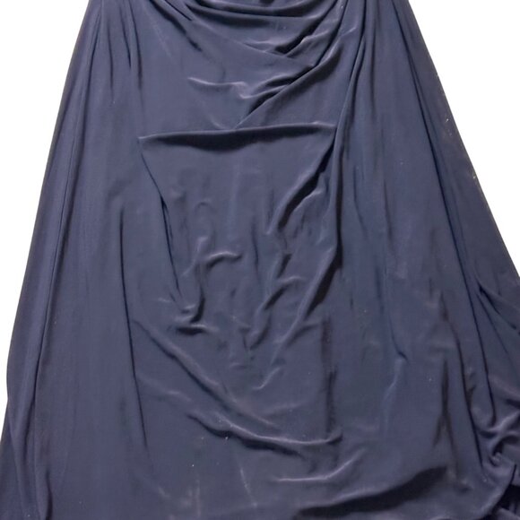 Adrianna Papell Size 20W Midnight Blue Jersey Sleeveless Gown With Draped Detail - Picture 8 of 16